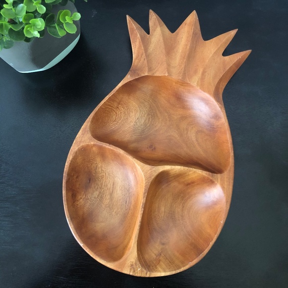 Kamani Other - *SOLD* Hand Carved Wooden Pineapple Serving Dish Tray